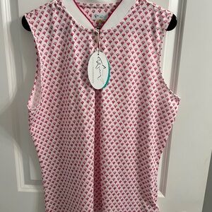 Greg Norman Collection White and Pink Sleeveless Tee